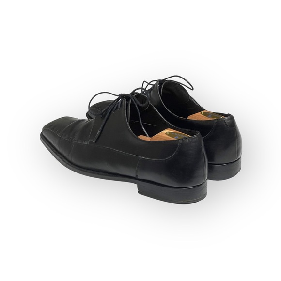 Luxe: Mezlan ♔ Square Toe Stitched Lace Up Dress Shoes ♔ Black Leather ♔ 11.5 ♔ - Picture 4 of 16
